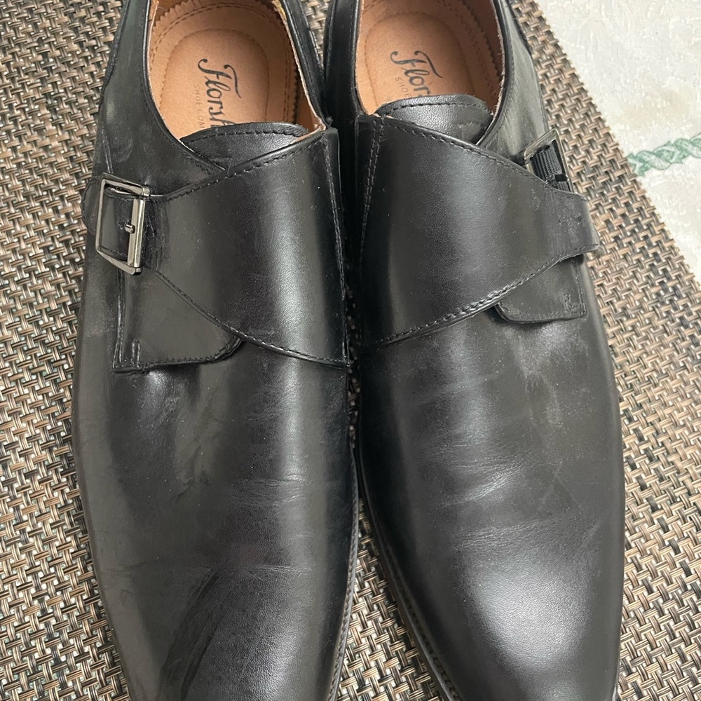 Florsheim Black Leather Single Monk Strap Dress Shoes